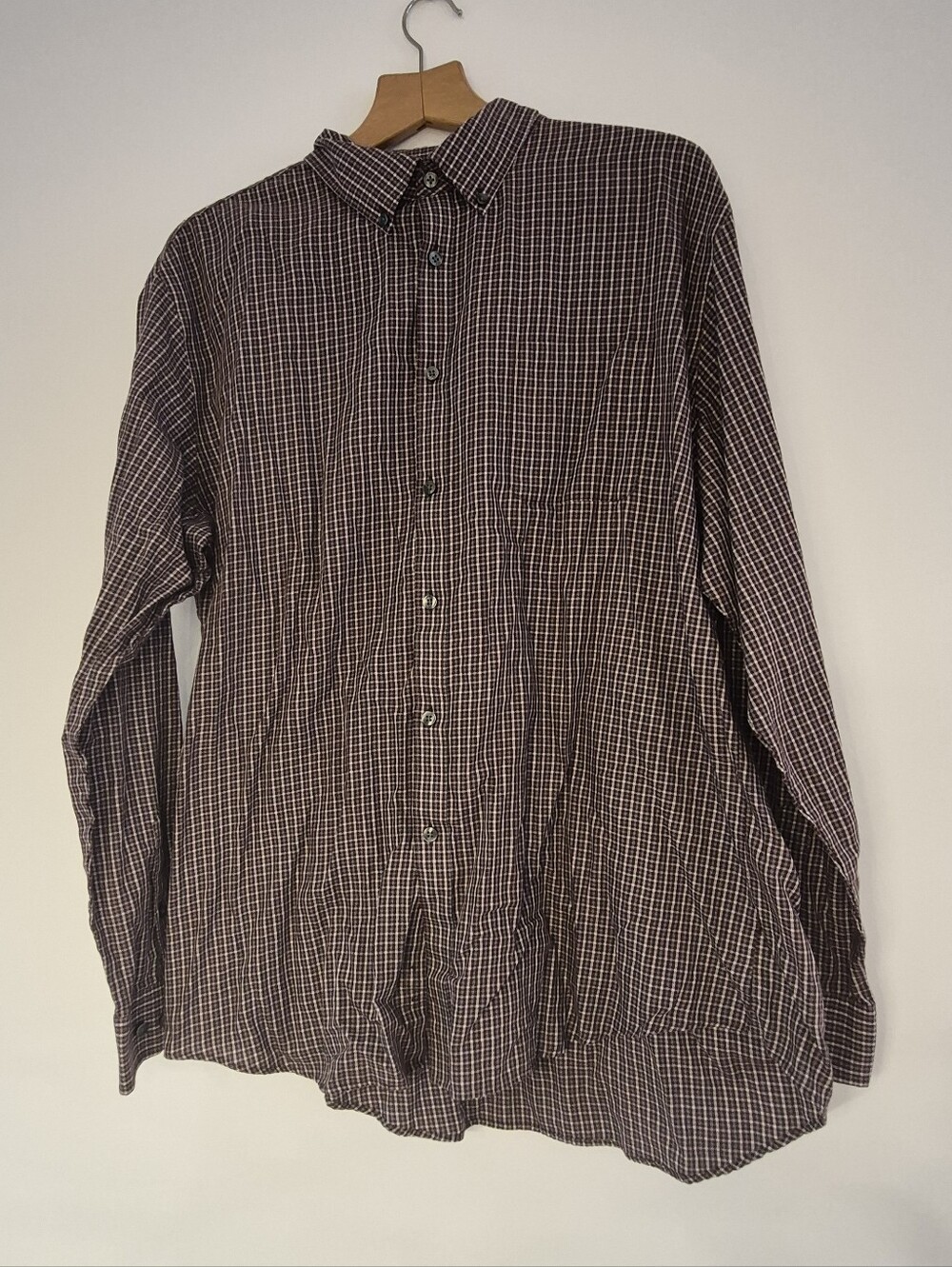 Van Heusen Men's Burgundy and White Micro-Plaid Button-Down Shirt